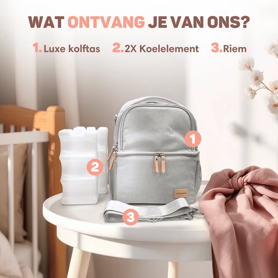 Vulpes Goods® BabyCare - Sac de refroidissement de luxe avec éléments de refroidissement - Sac de pompage pour le voyage - 4en1 - Lait maternel jusqu'à 12 heures au frais - Sac de refroidissement pour le pompage - Sac de refroidissement pour le lait mater