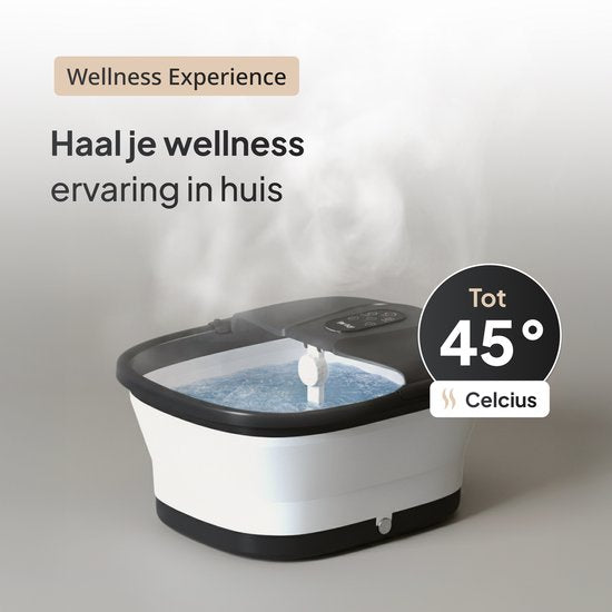 Bain de pieds Brixy - Rouleaux de massage manuels - Chauffe jusqu'à 45°C - Appareil de massage des pieds - Bain de pieds avec massage - Noir