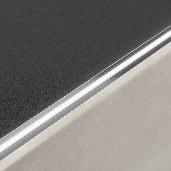 Lit rembourré Nizza - 140 x 200 cm - Beige - LED Lighting & Bed Drawer