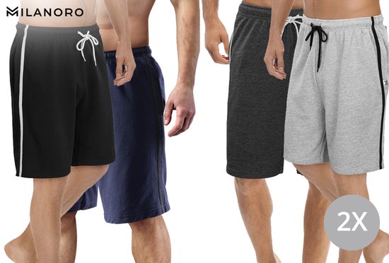Milanoro - L - Shorts - Lot de 2 - Hommes - Noir/Gris