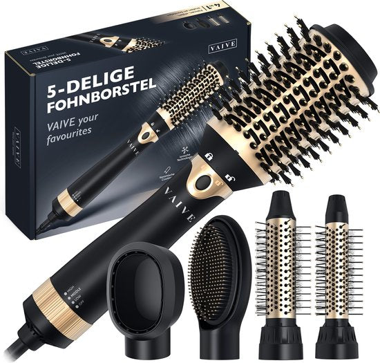 VAIVE Brosse à cheveux avec 5 accessoires - Brosse à cheveux et à boucles - Brosse à boucles/brosse à cheveux - Brosse ronde - Brosse à coiffer