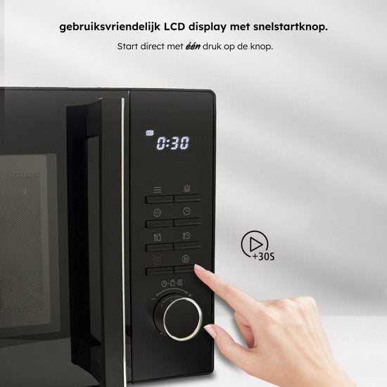 Micro-ondes combiné - 25L - Micro-ondes combiné à poser - Fonction gril et air chaud - 10 programmes de cuisson - Minuteur numérique et sécurité enfant - 900W - Noir - Saaf