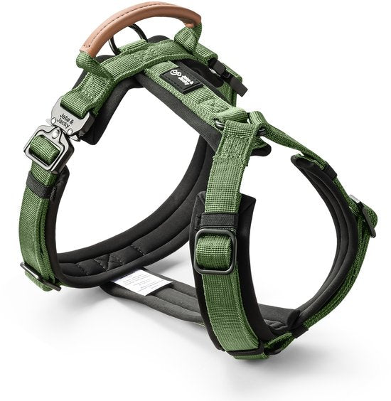 Harnais Luxury Black Jake and Jacky Dog Harness Large Dogs - Anti-Pull Harness - Y Harness Dog - Harnais pour chien - Green - Size L