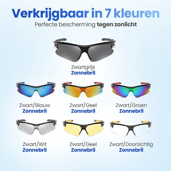 Garpex® Lunettes de cyclisme - Lunettes de sport - Lunettes de soleil homme - Cyclisme - Moto - Monture noire avec verre bleu