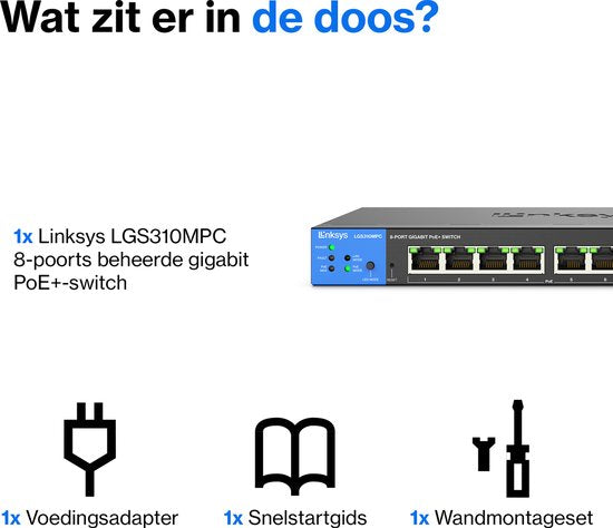 Linksys LGS310MPC - Commutateur réseau - Gigabit - Géré - 8 ports - PoE+ - Noir