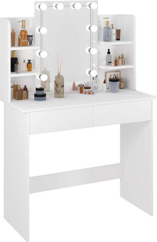 Rootz Dressing Table - Dresser - Station de maquillage - Beauty Table - Cosmetic Stand - Glamour Table - White - 41.1x20.3x6.1 inches