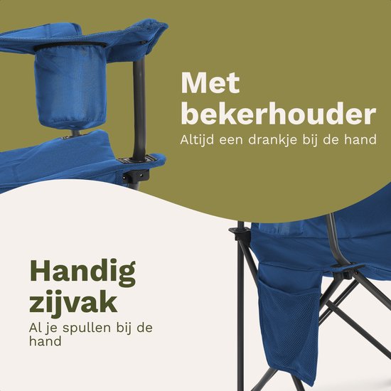 TRVLMORE Chaise de camping XXL - pliable - capacité de charge 160KG - sac de transport inclus - chaise pliante - chaise de pêche - chaise de camping - chaise pliante - bleu
