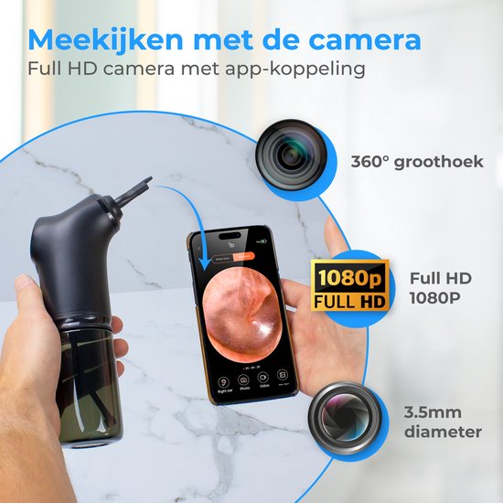 Nuvance Nettoyeur d'oreilles électrique - Extracteur de cérumen - Spray auriculaire - 9 bouchons d'oreilles - Nettoyage d'oreilles - Nettoyeur d'oreilles