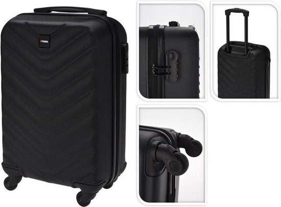 ProWorld - Bagage à main de voyage Valise-Relief -28 L-Roues pivotantes noires-Légèreté-33 x 20 x H53 cm