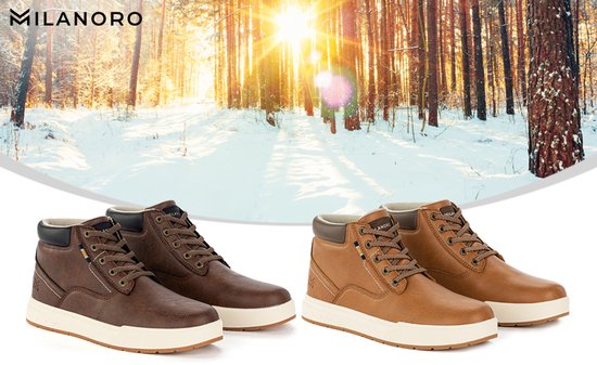 Milanoro - Baskets confortables pour homme - Cognac - Taille 42