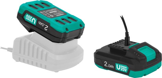 VONROC Batterie 20V - 2,0Ah - Avec port USB-C bidirectionnel - batterie et banque d'alimentation en un - compatible avec Power Delivery (PD) - Protégée avec la protection électronique des cellules.