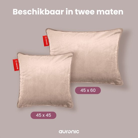 Auronic Heat Pillow - Velours - 45x45 - rechargeable sans fil - oreiller électrique - infrarouge - rose