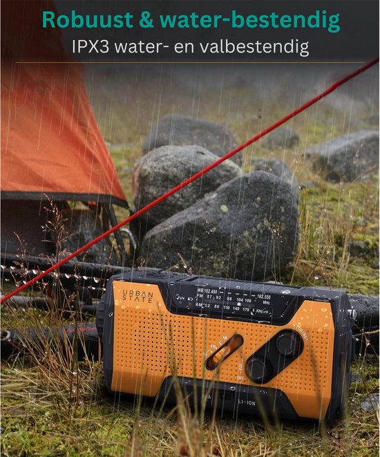 Radio d'urgence urbaine à remontoir et batterie - Radio solaire - Lampe de poche / banque d'énergie - Radio d'urgence solaire à remontoir