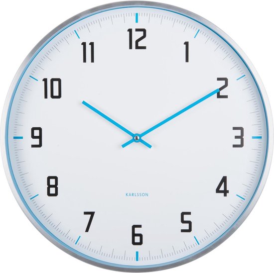 Horloge murale Karlsson Sporty - Bleu - Ø40cm - Horloge murale Scandinave