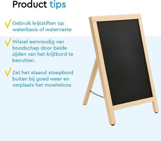 BRASQ Chalkboard Blank - 55x 85 CM - Tableau noir - Enseigne publicitaire - Enseigne de trottoir - Simple face - pour l'intérieur et l'extérieur - Hospitalité