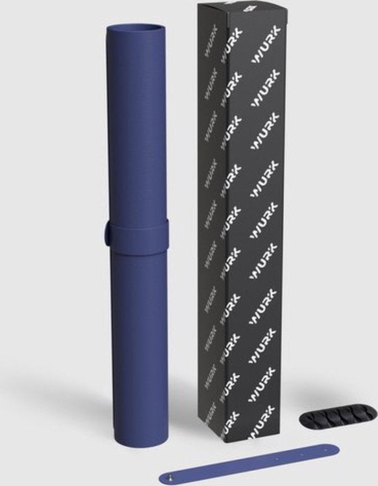 WURK Tapis de bureau professionnel en cuir synthétique - Organisateur de bureau - Tapis de bureau - Accessoires de bureau - Tapis de souris XXL- Inclut un clip de câble - 120x60 - Bleu