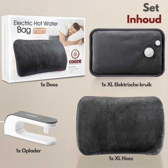 Coozie Electric Jug XL - 1.65L - avec manchon en peluche ThermoSoft - Carafe d'eau chaude chauffante et douce - Carafe d'eau chaude - Gris anthracite