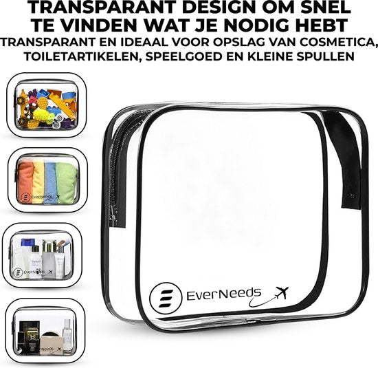 EverNeeds Trousse de toilette - Transparent - Femmes et hommes - Organisateur - 1 pièce