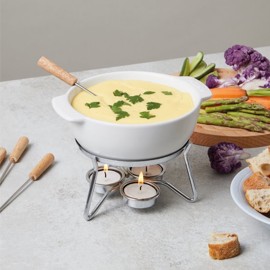 Boska Set à fondue au fromage Party - Résistant au micro-ondes - Céramique - Blanc - 750 ml