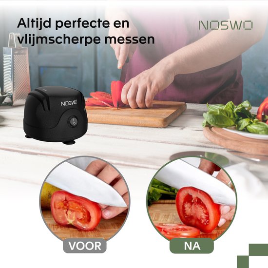 Noswo Aiguisoir électrique pour couteaux - Multifonctionnel - Convient aux couteaux, tournevis et ciseaux - Antidérapant - Noir