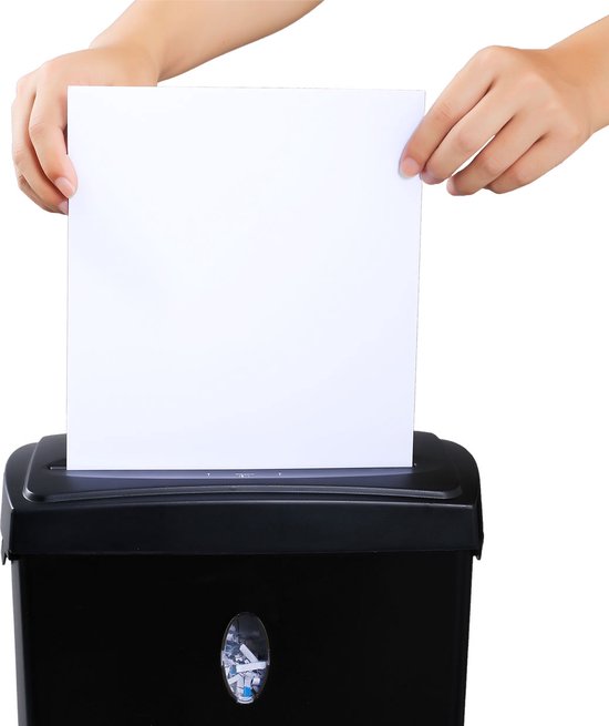 Destructeur de papier BRASQ - PS406 - Bac de collecte 11L - P4 standard - 6 feuilles - Destructeur de cartes de crédit - Noir