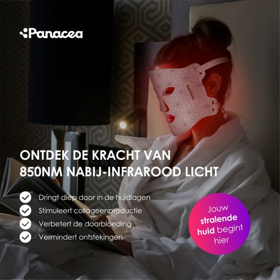 Masque facial à LED - Soins de la peau - Thérapie par la lumière rouge - Acné - Collagène - 520 ampoules LED - Technologie Quattro Chip