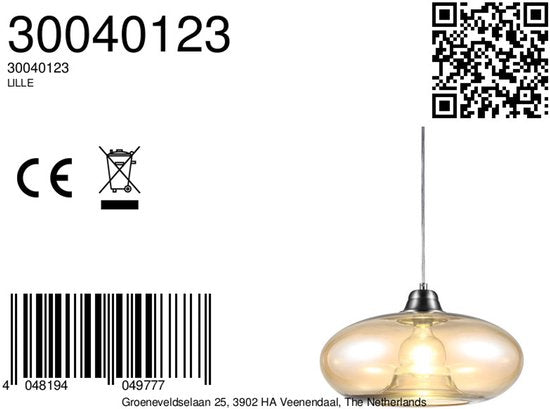 Globo - lampe suspendue - LILLE - ambre - verre - Ø 40cm - E27 - 30040123