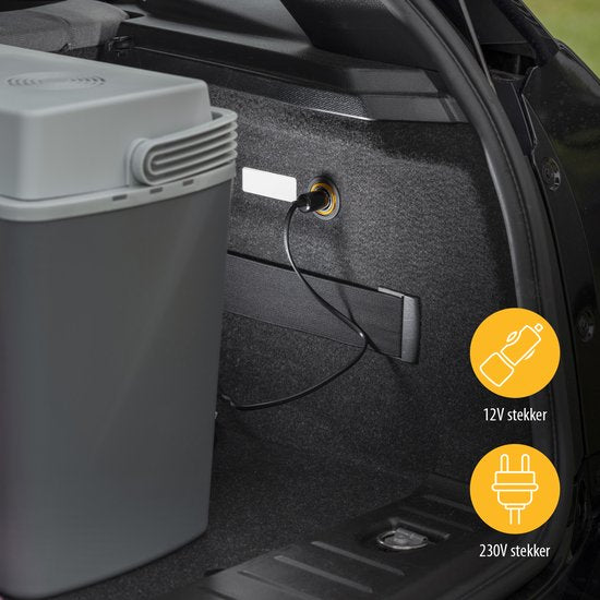 Tristar Coolbox KB-7424 - Glacière 22 litres - Légère avec poignée - Système de refroidissement thermoélectrique - Avec prise 12V pour le voyage et la voiture - Transformable en prise 230V - Gris