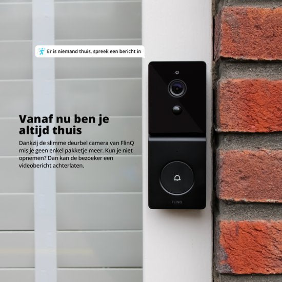 FlinQ Smart Doorbell - Sonnette sans fil - Sonnette avec caméra - Gong inclus - 1080P HD - Noir