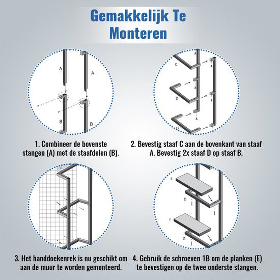 SV Living Porte-serviettes - Porte-serviettes - Pour la salle de bain et la cuisine - 77*28*14cm