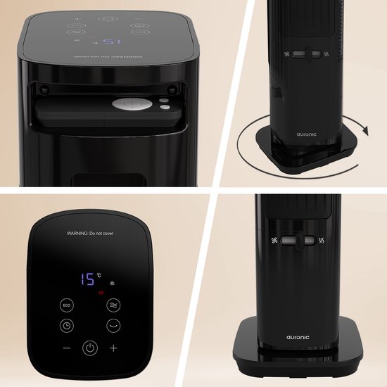 Auronic Réchaud électrique - Réchaud céramique - Réchaud tour - Chauffage 2200W - Noir