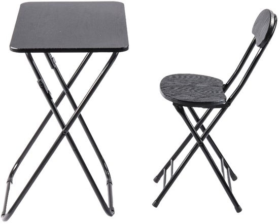 Ceruzo Table pliante pour enfants avec chaise - Noir - Pliable - MDF - Métal