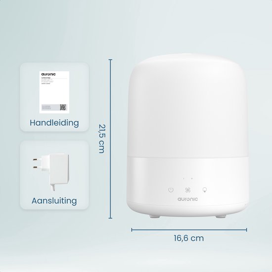 Humidificateur Auronic - 1.9L - Convient pour la chambre à coucher, la chambre de bébé, le bureau, le salon et plus encore - sans PBA - Blanc