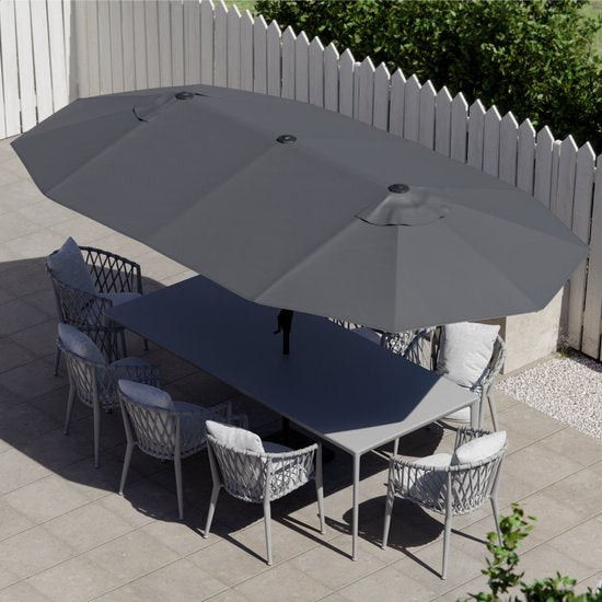 LifeGoods Parasol double - jardin - 220x400cm - jusqu'à 8 personnes - imperméable - UPF50+ - gris foncé