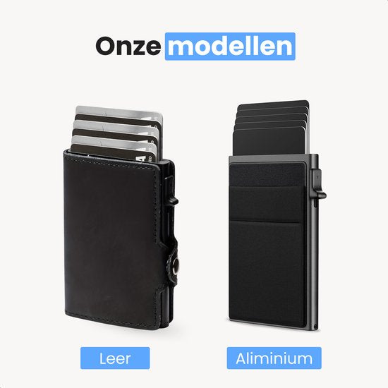 LUFT Porte-cartes pour 10 cartes Cuir - Sécurisé - Extensible - Protection RFID - Carte - Portefeuille - Aluminium - Homme - Pour hommes et femmes - Porte-cartes - Noir