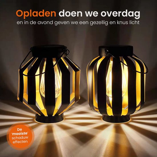 Goliving Lampe de table solaire Nova - Lampe d'extérieur - 2 pièces - Lanterne d'extérieur - Lampe de jardin solaire - Lampe d'extérieur LED - Lampe à suspension - 20,5 cm - Métal - Bronze