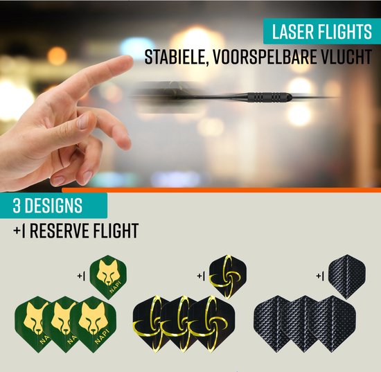 Fléchettes NAPI - 3 Fléchettes (40 pièces) - Fléchettes 23/25 Grammes - Fléchettes en laiton de première qualité - Pointes en acier - Comprend les fléchettes et l'étui.