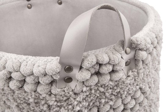 Heckettlane Gris clair Panier à linge Roberto 40x40 cm, 60% coton 40% polyester