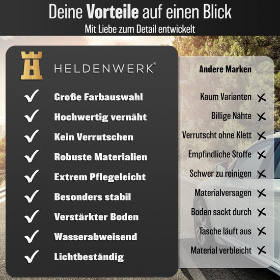 HELDENWERK sac de coffre pliable et stable - sac de rangement de coffre pour un rangement pratique - coffre de voiture pliable, coffre de coffre (noir)