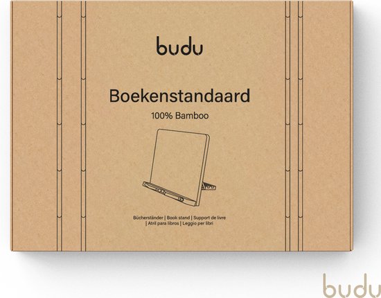 Budu Support de livre noir - Support de livre - Support de livre en bois de bambou - Support de tablette - Support de lecture - Réglable (5 positions)