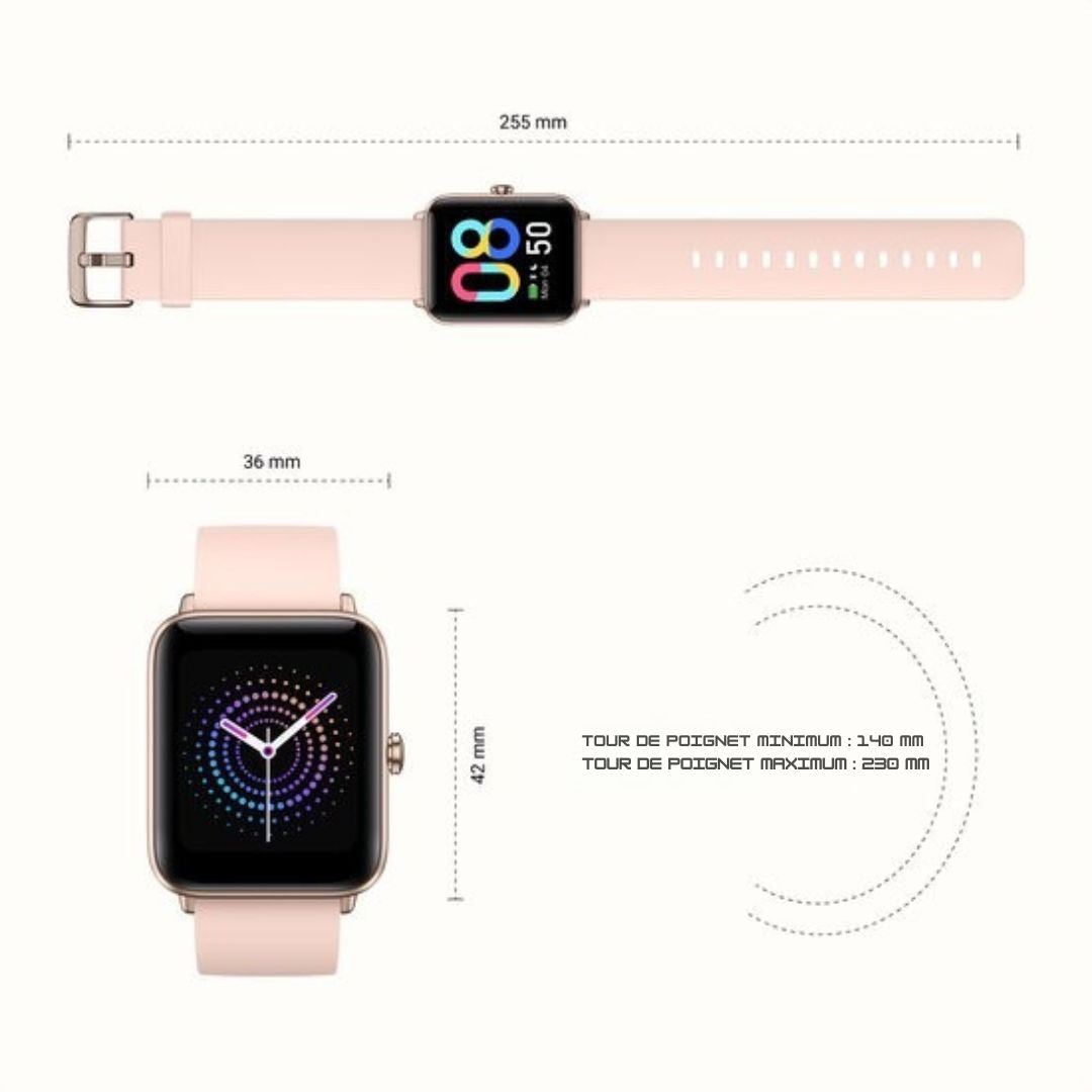 Montre connectée - MAOO BOOST Smartwatch - protecteur d'écran inclus - étanche - femmes - podomètre - rose