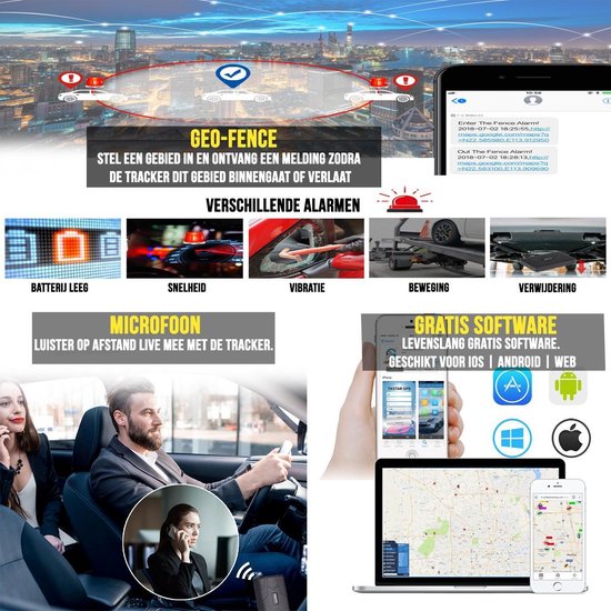 Strex GPS Tracker | Temps réel avec application | Batterie 120 jours | Étanchéité IP65 | Sans fil | Sans abonnement | Manuel en néerlandais | Système de localisation pour voiture, moto, bateau, camping-car, scooter, bagages et plus encore !