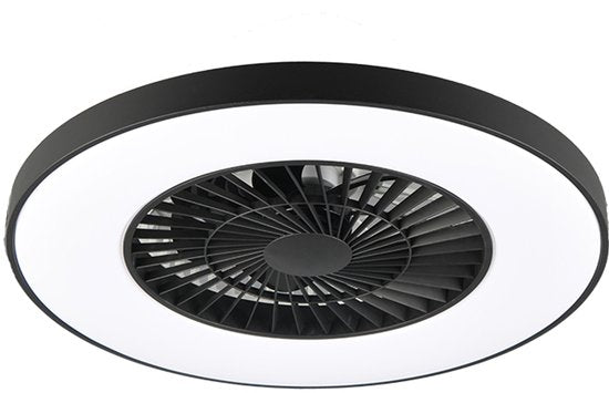 REALITY HALMSTAD - Ventilateur de plafond - Noir mat - incl. 1x SMD 40W - Trois niveaux de vitesse - Variateur intégré - Couleur de lumière réglable - Dimmable en continu - Télécommande