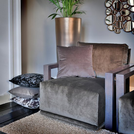 Ted Sparks - Coussin décoratif - Velours pur - Brun/Gris - 40x60 cm