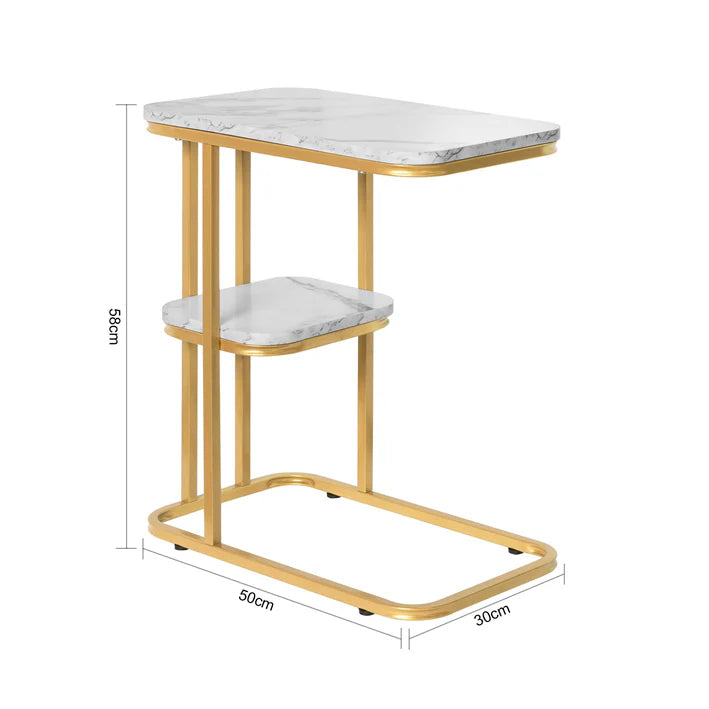 SoBuy - Table d'appoint - Table de soins avec cadre en métal doré - 50x58x30cm FBT110-G