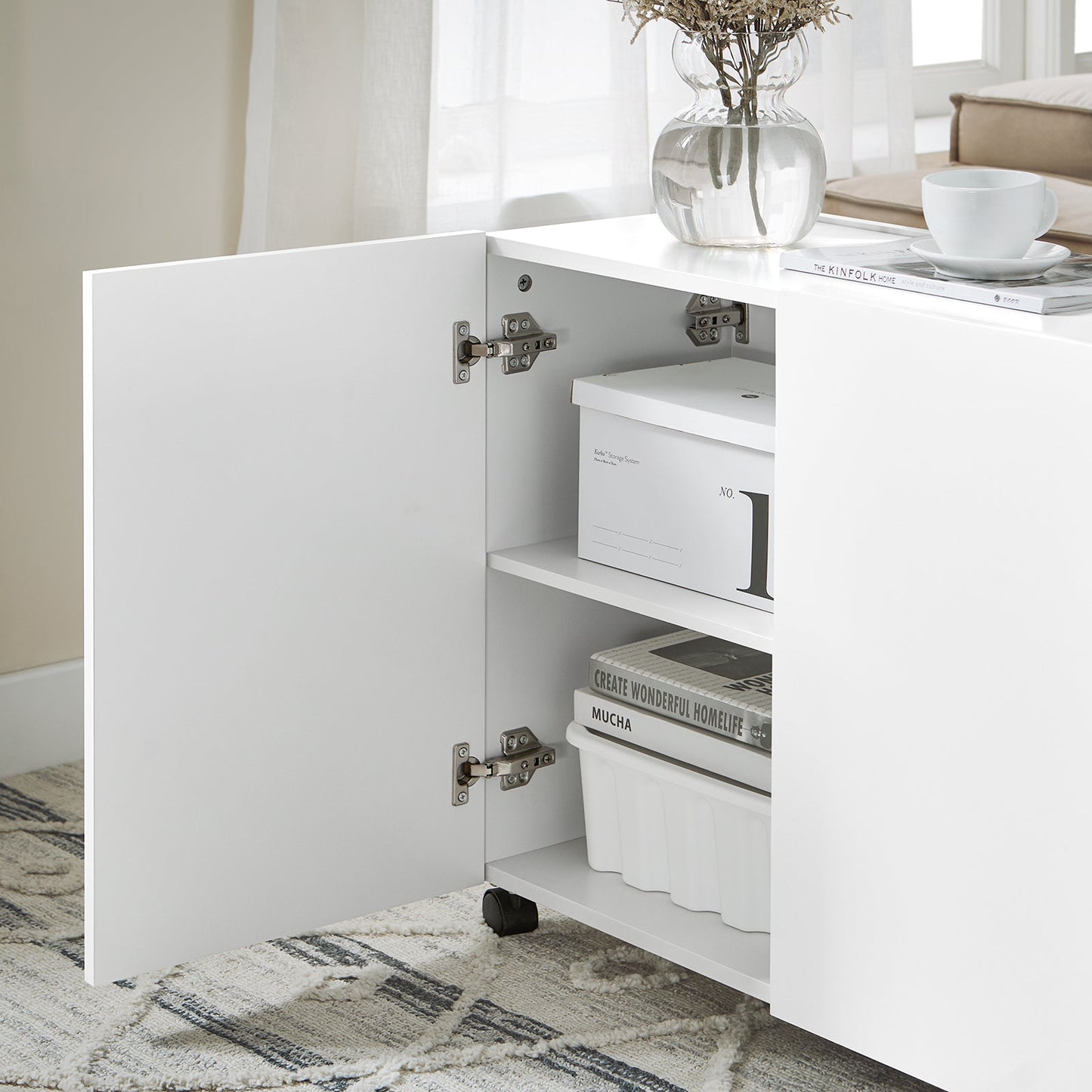SoBuy FBT150-W Armoire à dossiers, chariot d'archivage, support d'imprimante et étagère de rangement pour le bureau - blanc, 31 x 60 x 70 cm