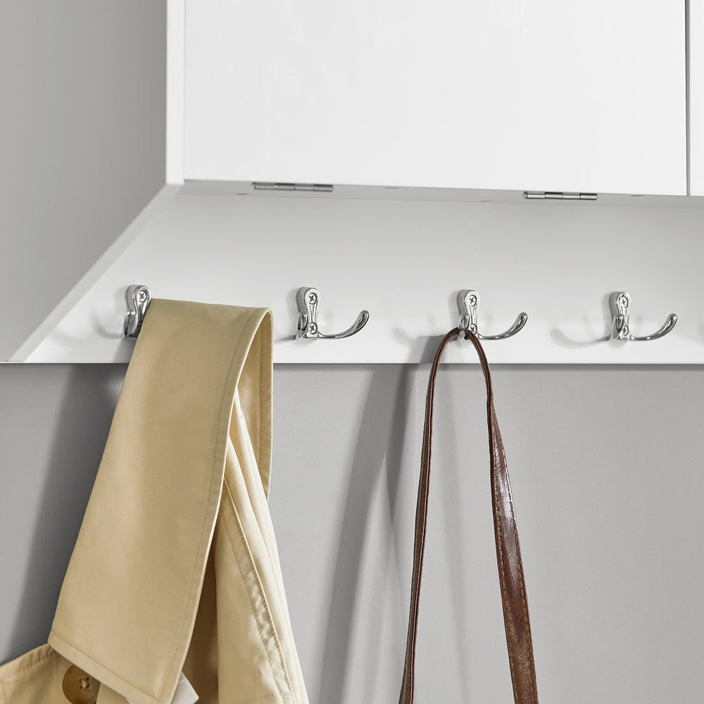 SoBuy Porte-manteau mural avec 2 portes et 5 crochets doubles - 78x20x30 cm - Max. 25KG - Blanc