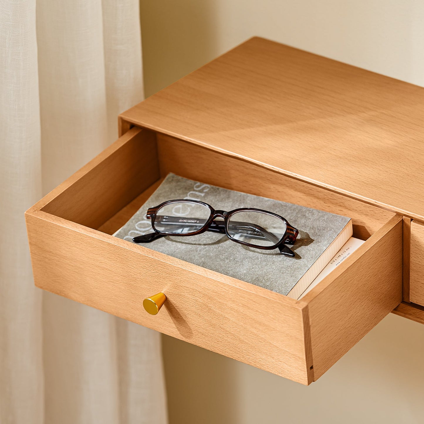 sobuy - Étagère murale flottante avec 2 tiroirs - 60×20×10 cm - Couleur bois naturel