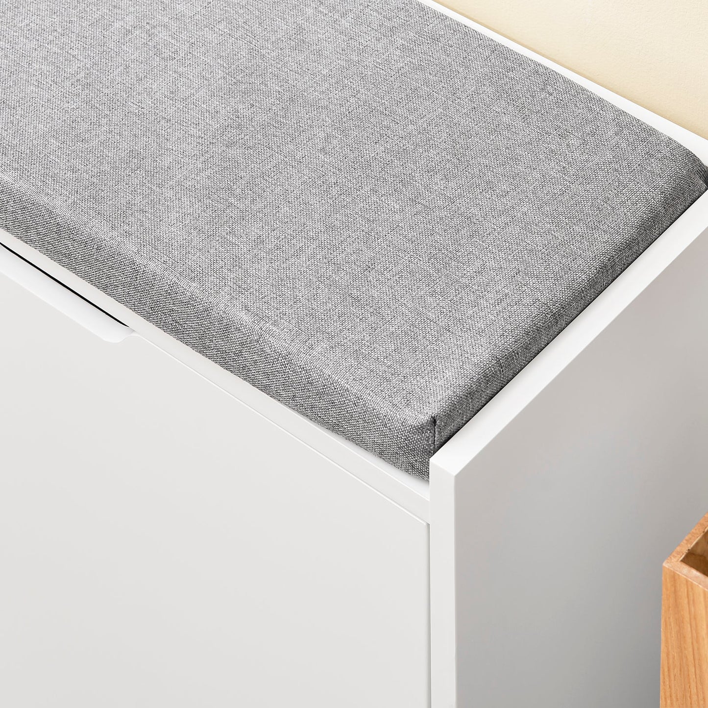 sobuy meuble à chaussures banc à chaussures FSR151-L-W - 105 x 24 x 52 cm - blanc avec coussin gris