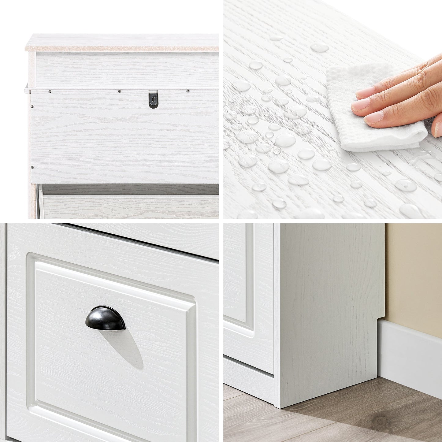 SoBuy FSR78-WG Meuble à chaussures avec 2 abattants, 8 paires, couloir et entrée, 54 x 24 x 82 cm, blanc avec effet bois vieilli